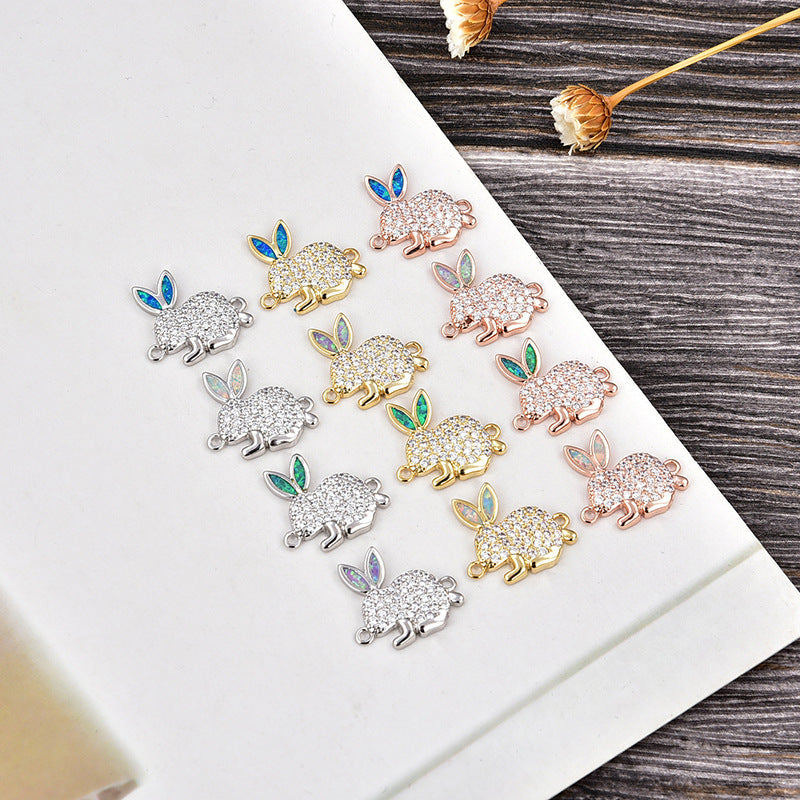Copper New Handmade DIY Clothing Sccessories Ornament Accessories Rabbit Connector Natural Opal Zircon Bracelet For Women