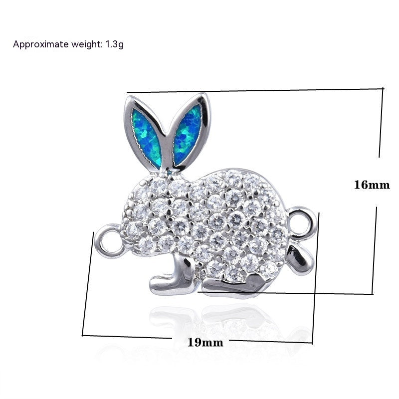 Copper New Handmade DIY Clothing Sccessories Ornament Accessories Rabbit Connector Natural Opal Zircon Bracelet For Women