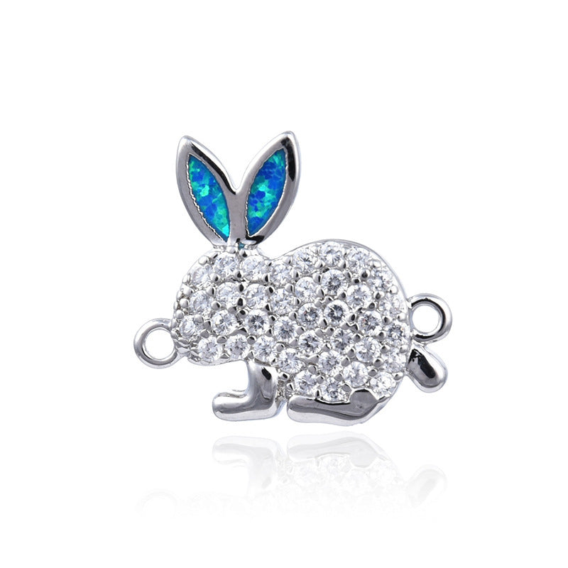 Copper New Handmade DIY Clothing Sccessories Ornament Accessories Rabbit Connector Natural Opal Zircon Bracelet For Women